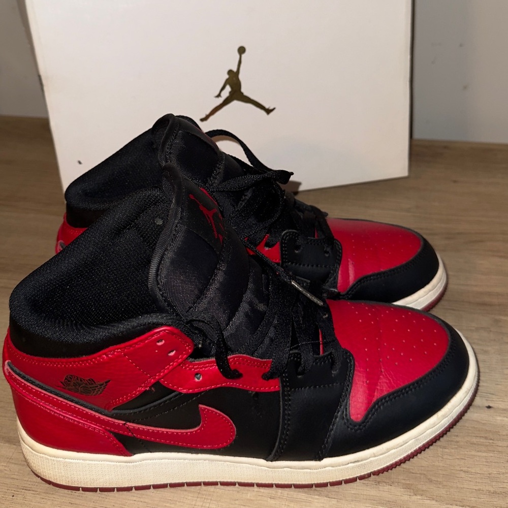 Kids Jordan 1 Black and Red Sneakers